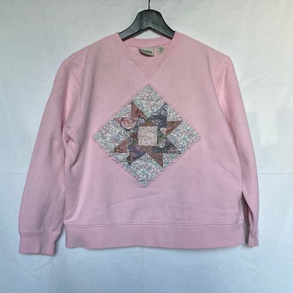 Classic Elements Sweaters - Quilted Patchwork Crewneck Sweater